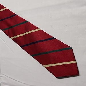 Vintage 100% Silk Hand Made Necktie Red Diagonal Stripes Custom Design 3.5" Wide